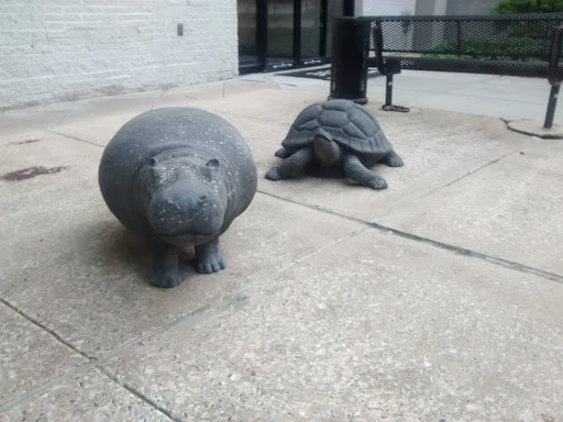 Hippo and Turtle Statues