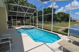 Lake view from the private pool and spa decdk at this Bridgewater Crossing villa in Davenport