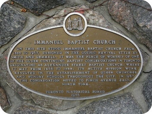 On this site stood the Immanuel Baptist Church from 1888 to 1967, designed in the Gothic Revival style by Smith and Gemmell. It was the place of worship of one of the older continuing Baptist...