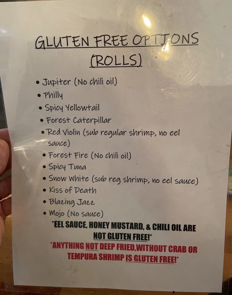 Fat Fish gluten-free menu