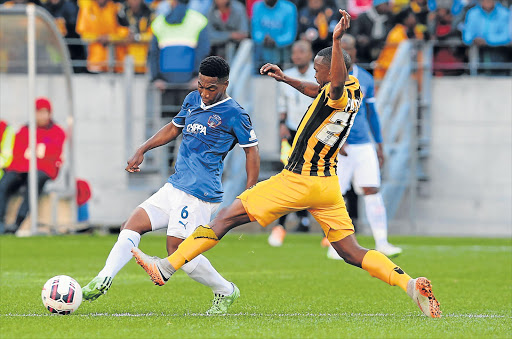 HOMESTRETCH: Buyani Sali, left, of Chippa and Bernard Parker of Kaizer Chiefs tussle for the ball during their league match at Nelson Mandela Bay Stadium last weekend. Chippa could be showcasing their skills in EL Picture: GALLO IMAGES