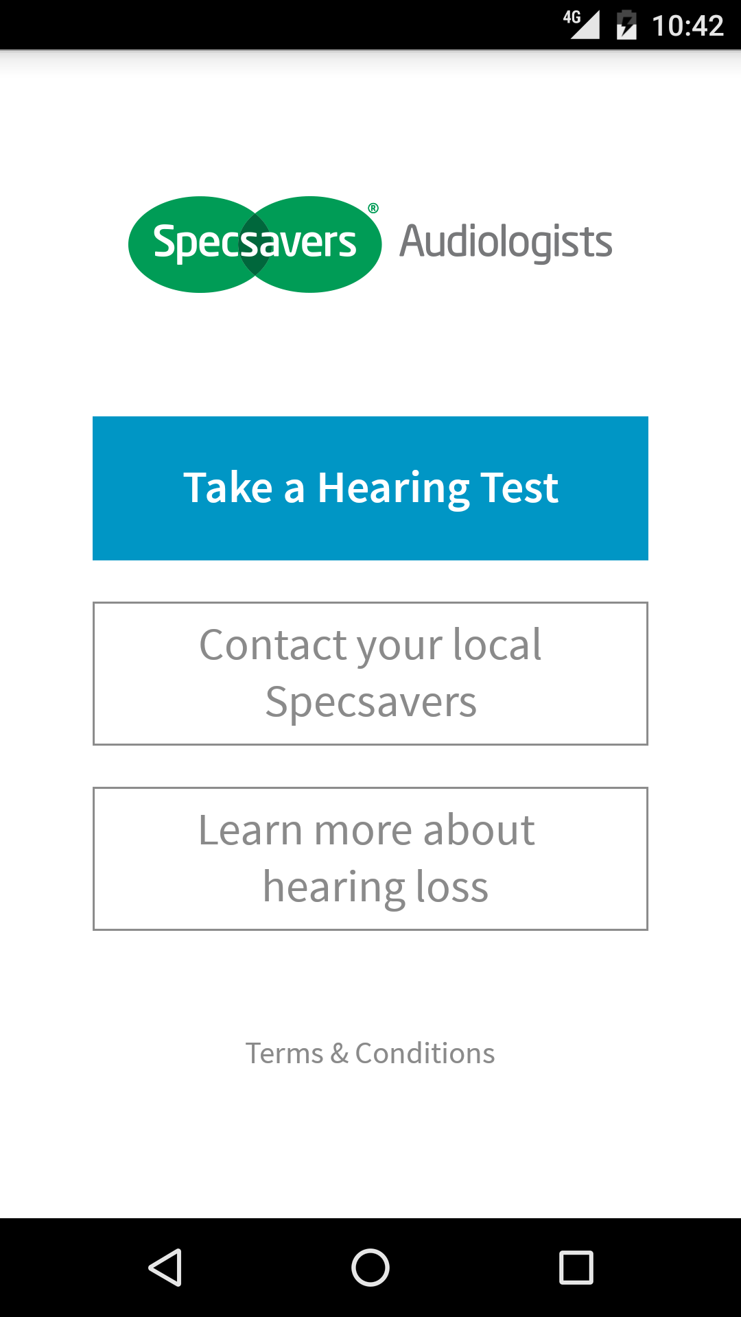 Android application Specsavers Hearing Check screenshort