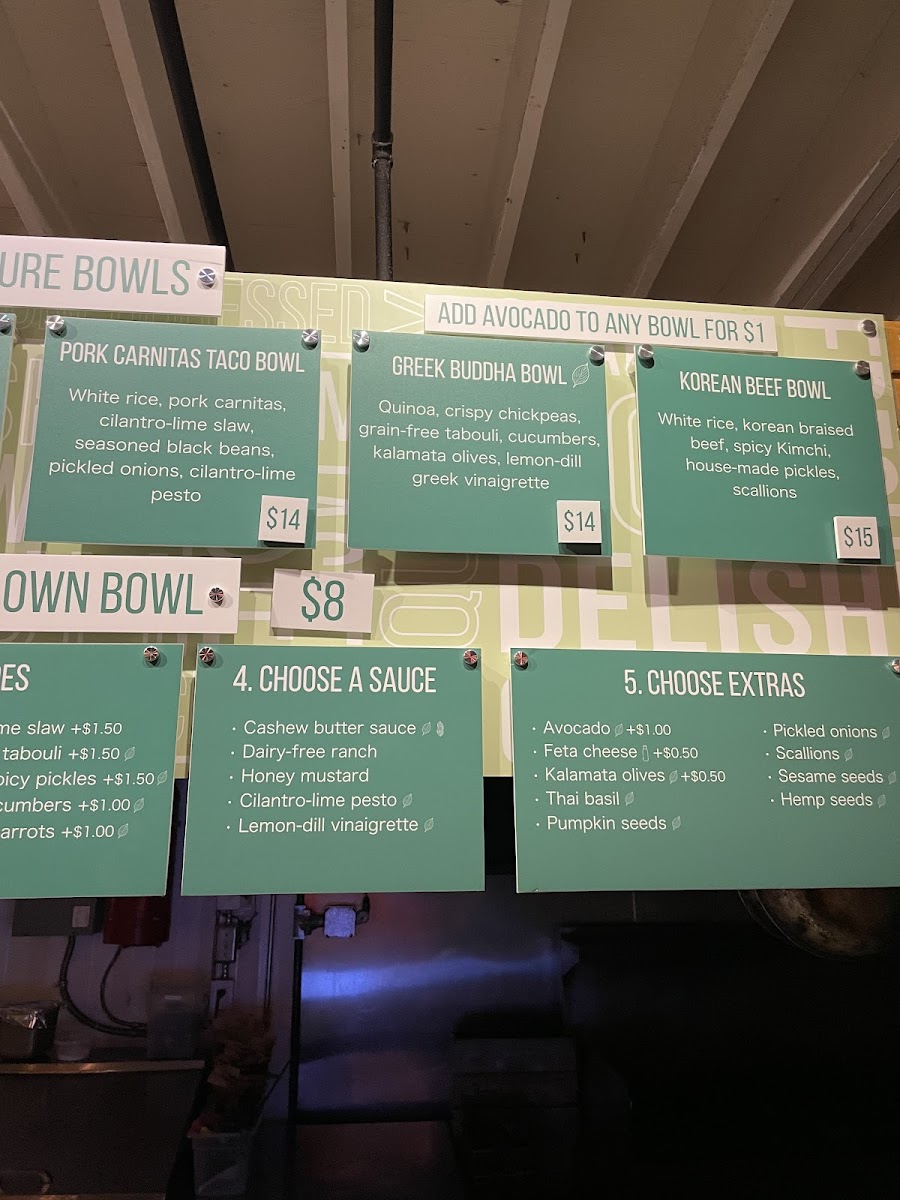 Bowls by KO gluten-free menu