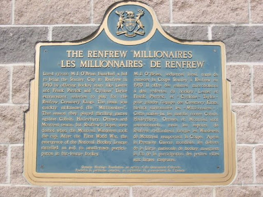 Local tycoon M.J. O'Brien launched a bid to bring the Stanley Cup to Renfrew in 1910 by offering hockey stars like Lester and Frank Patrick and "Cyclone" Taylor extravagant salaries to play for...