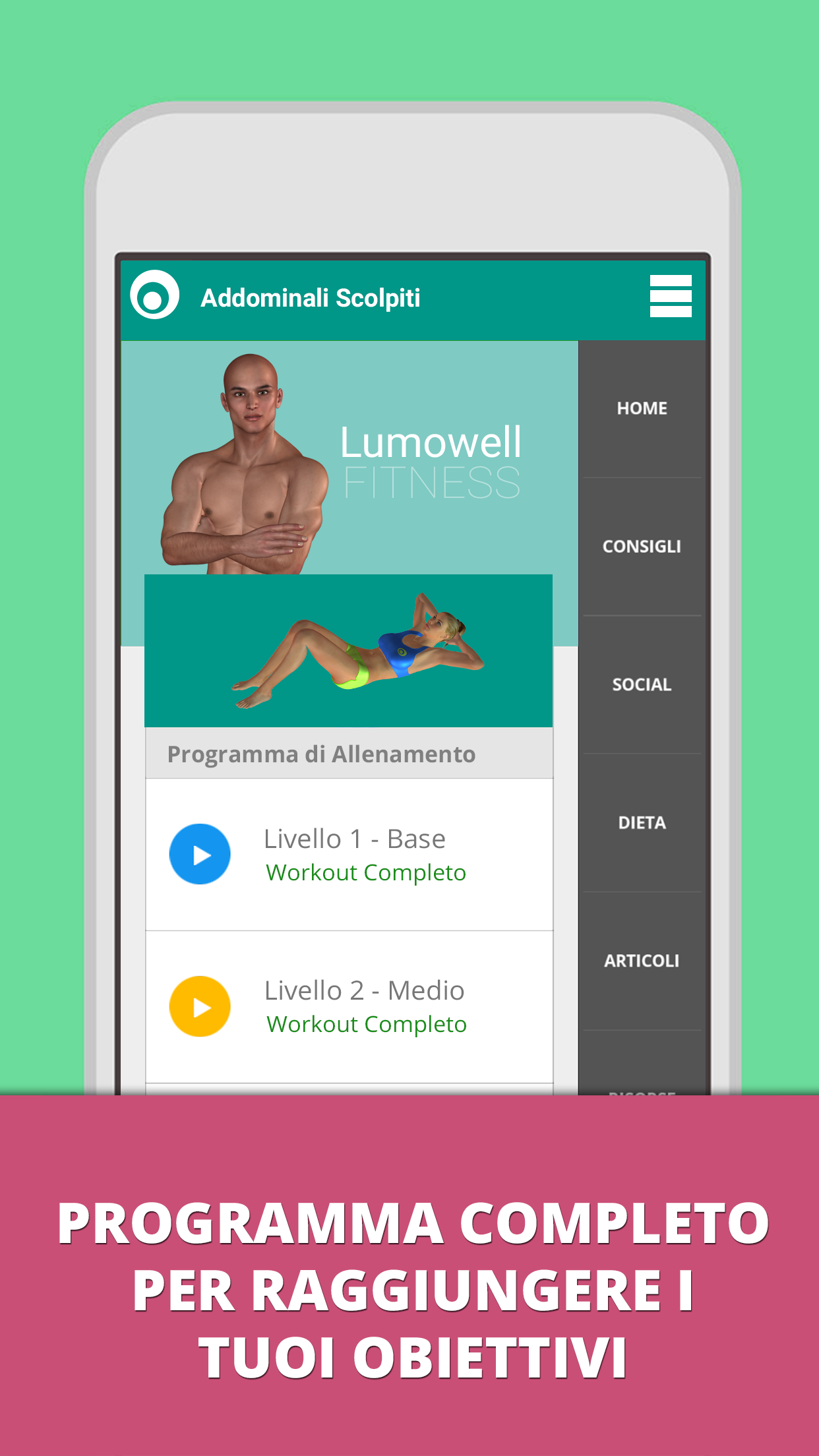 Android application Six Pack Abs Workout LumoWell screenshort