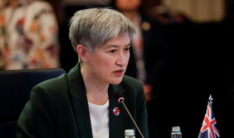 Australian foreign minister Penny Wong speaks at a conference in Jakarta, Indonesia, July 13 2023. Picture: AJENG DINAR ULFIANA/REUTERS