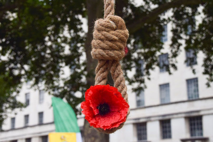 Nooses were displayed in London during a protest by an exiled Iranian opposition group last August.