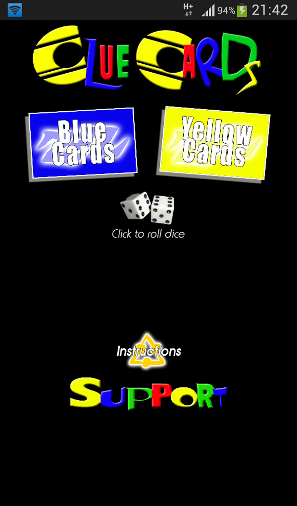 Android application Clue Cards screenshort