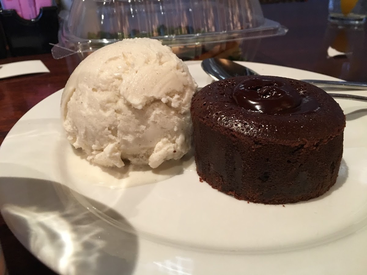 Chocolate “lava” cake was solid all the way through