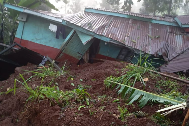 A home that has been destroyed by a landslide in Kiganjo village, Mathioya, Murang'a county on April 29, 2024