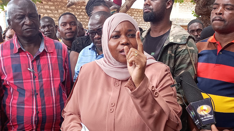 Kwale Governor Fatuma Achani during an interview after reopening Kombani market in Matuga on October 10, 2022