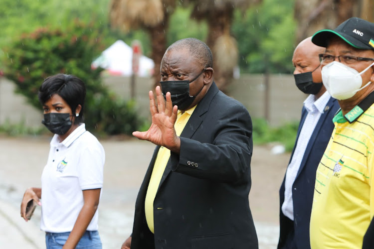 Cyril Ramaphosa waves to supporters at Mokopane, Limpopo, on Thursday at a community outreach event with traditional leaders, traditional health practitioners and faith-based organisations in the build-up to the January 8 statement.