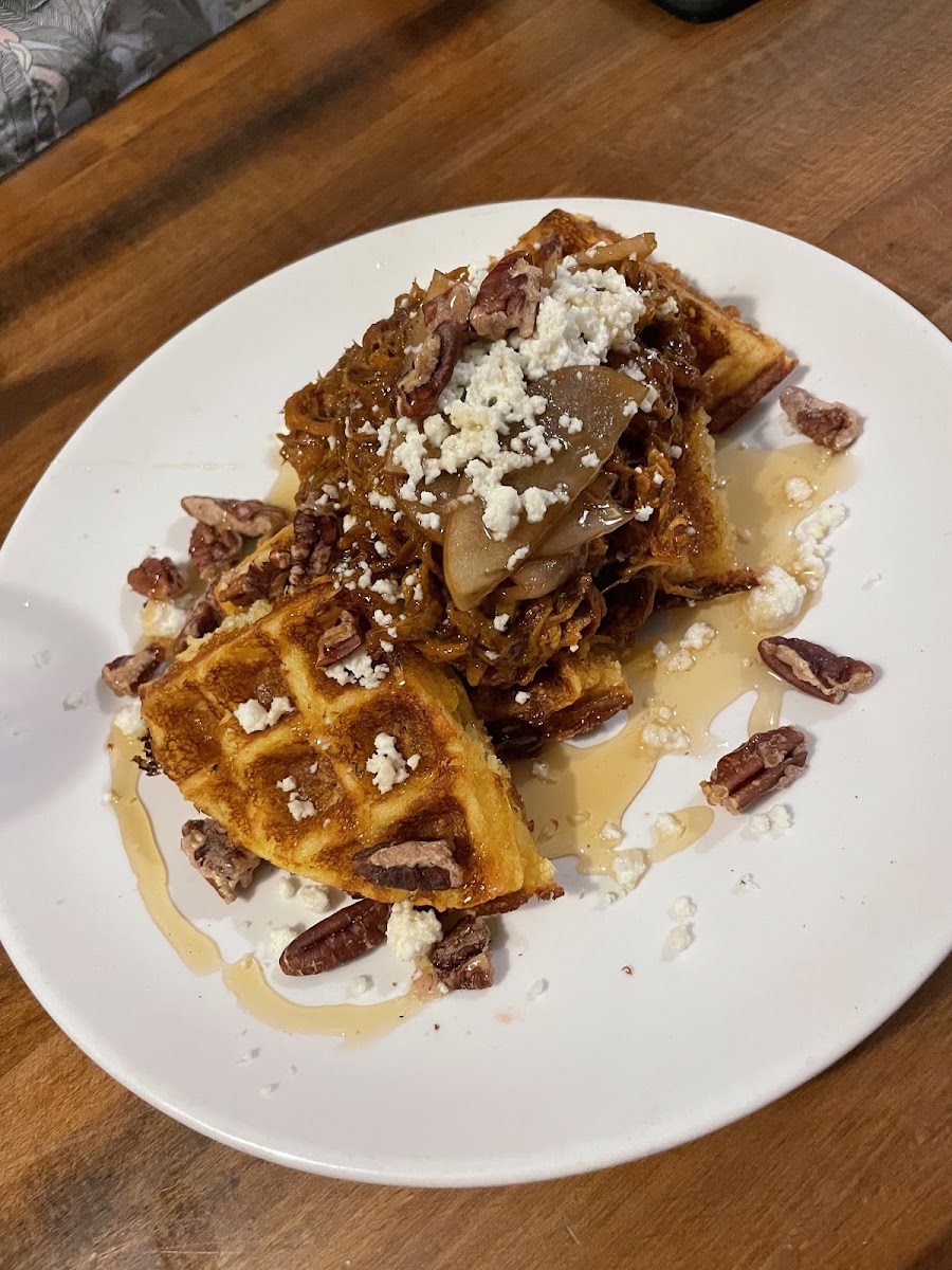 Pulled pork and waffles