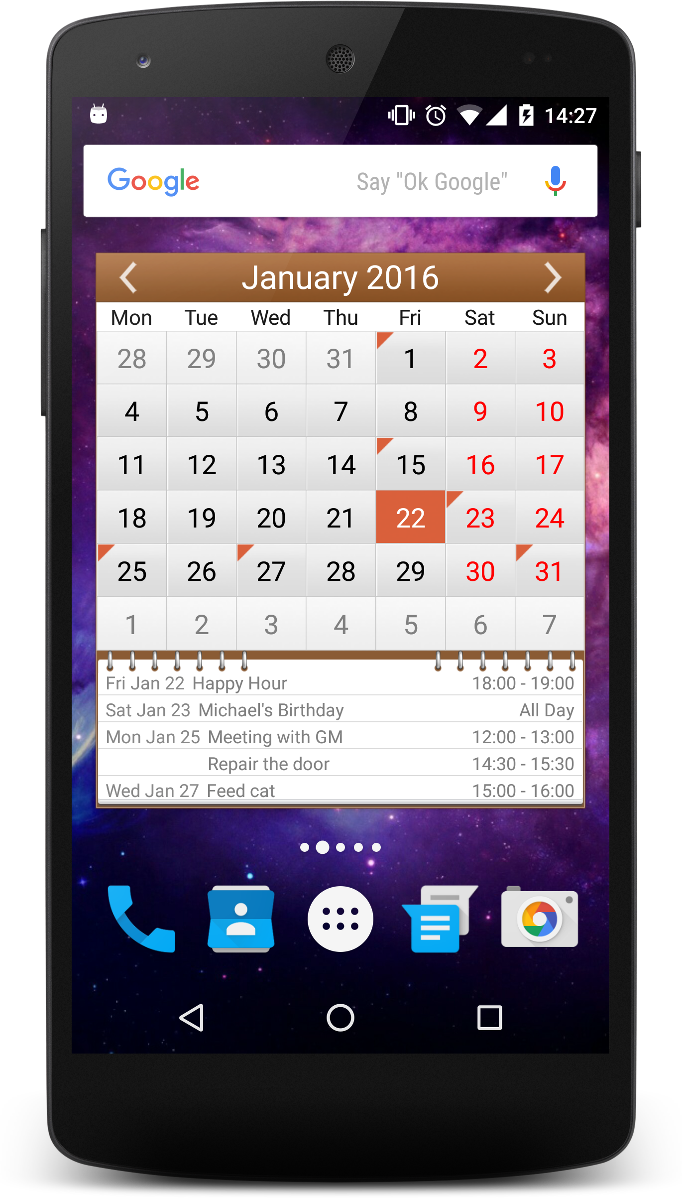 Android application Simple Calendar screenshort