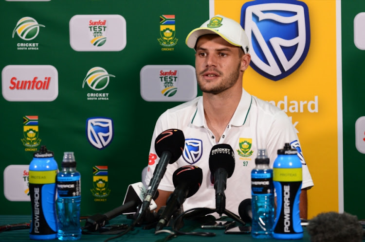 Aiden Markram of the Proteas during day 4 of the 1st Sunfoil Test match between South Africa and Australia at Sahara Stadium Kingsmead on March 04, 2018 in Durban, South Africa.