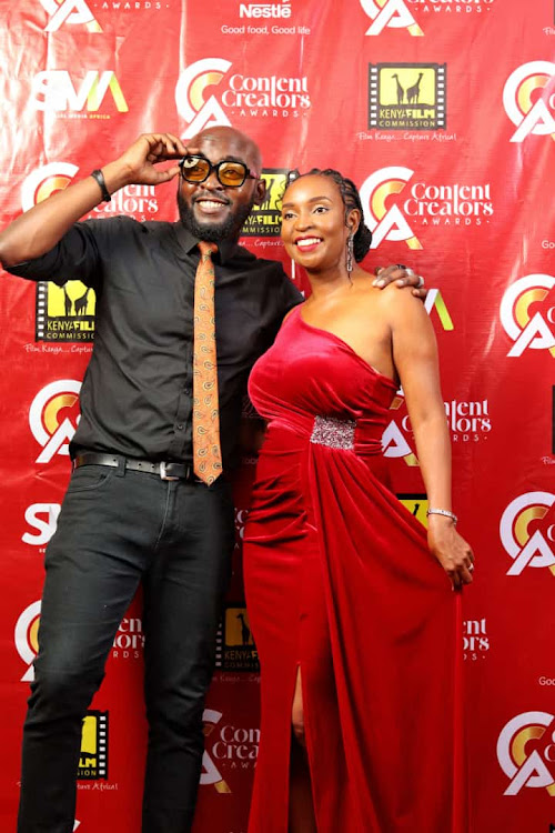 Hosts Patrick Igunza and Resian Lebai during the Inaugural Content Creator Awards ceremony at the National Museums, Nairobi on April 4, 2024