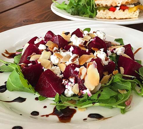 Red beet salad with Gluten Free Toast...