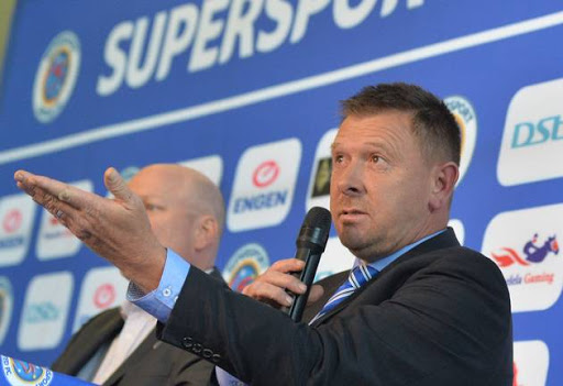 SuperSport United new coach Eric Tinkler during the club's formal announcement at Multichoice City Ground Floor on June 08, 2017 in Johannesburg, South Africa.