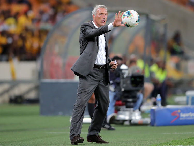 Kaizer Chiefs coach Ernst Middendorp reacts during the match.