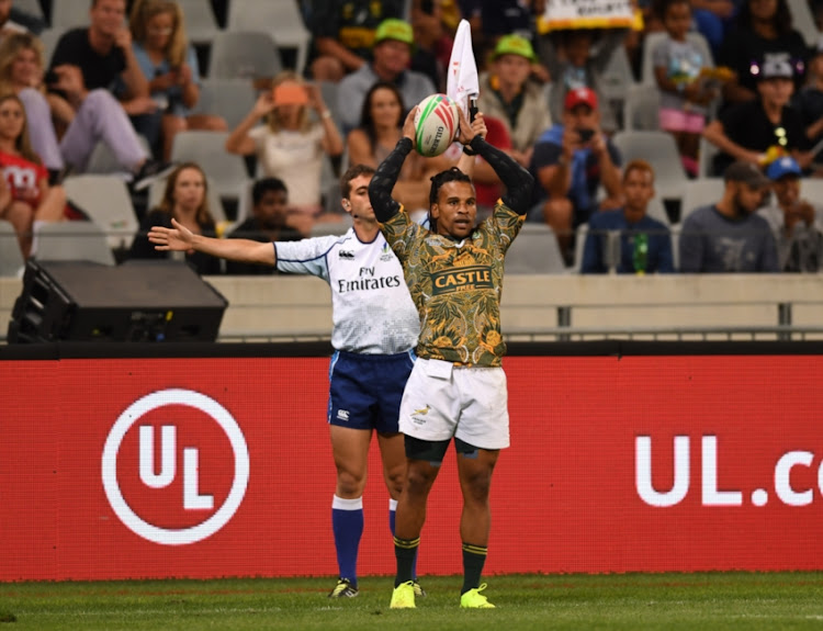 Rosko Specman of the South Africa during day 1 of the HSBC Cape Town Sevens Pool A, match 24 between New Zealand vs South Africa at Cape Town Stadium on December 08, 2018 in Cape Town, South Africa.