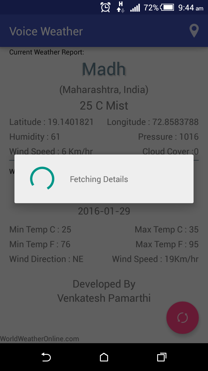 Android application Voice  Weather screenshort