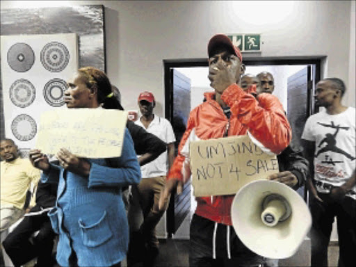 HEAR US: A group calling itself Umjindi Community Forum stormed a public meeting in protest against a proposal to merge Mbombela and Umjindi local municipalities photo: suprise maZIBila