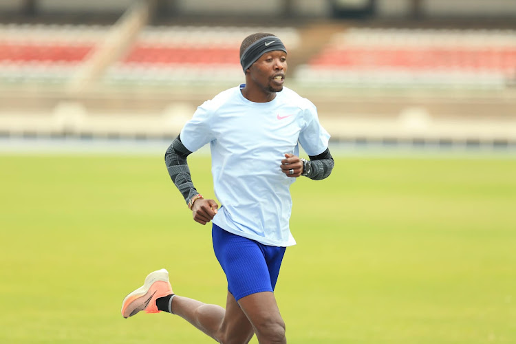 Commonwealth Games 800m champion Wycliffe Kinyamal during a training session at Moi Stadium, Kasarani