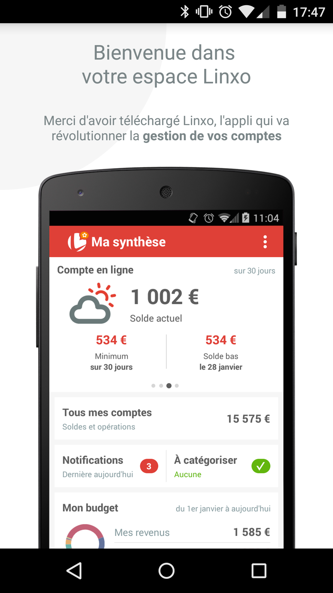 Android application Linxo - L'app de votre budget screenshort