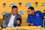 Eric Tinkler (Coach of SuperSport United) and Dean Furman of SuperSport United during the SuperSport United press conference at PSL Offices on October 11, 2017 in Johannesburg, South Africa.