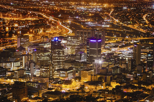 A night view of Cape Town.
