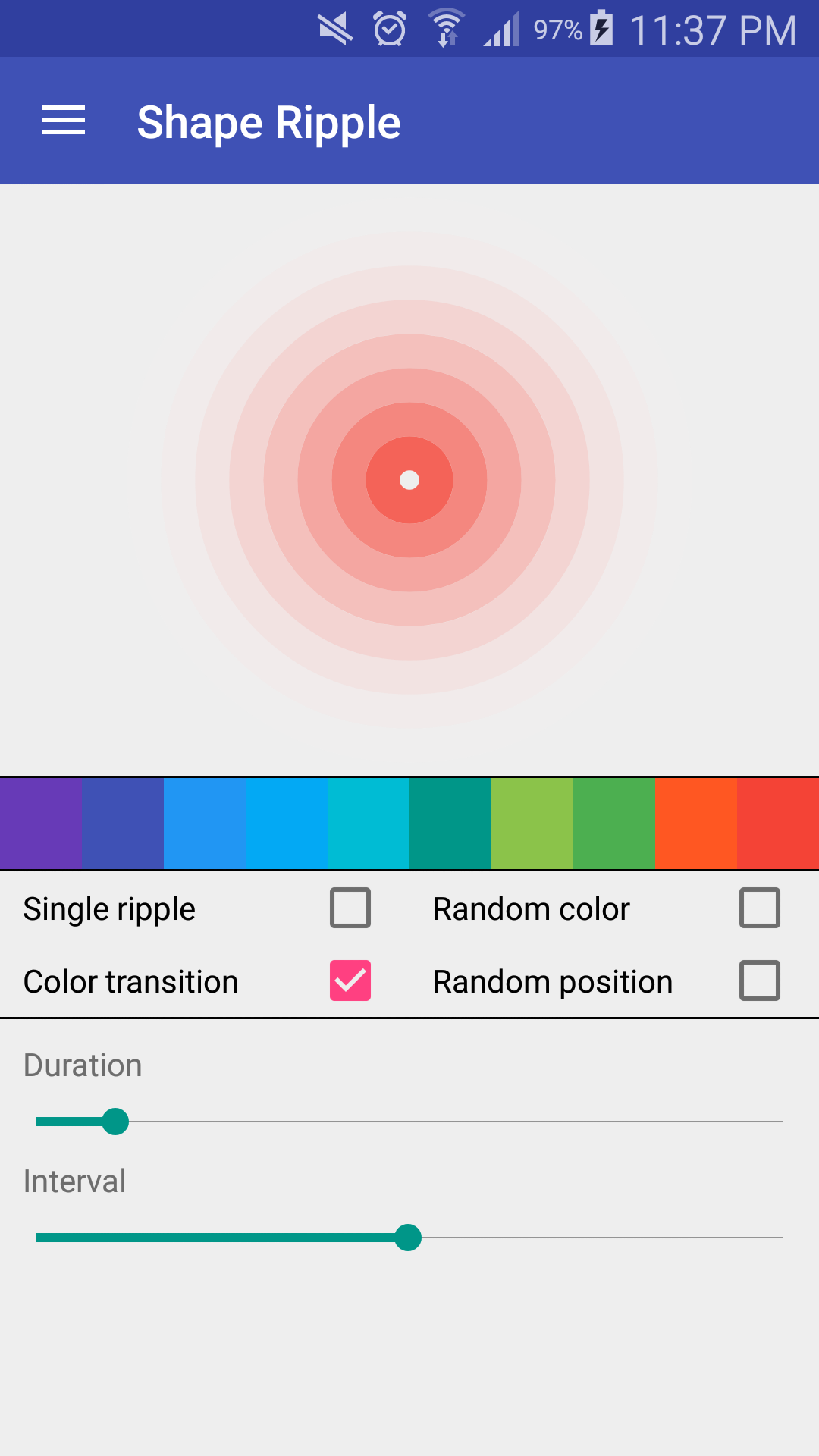 Android application Shape Ripple screenshort
