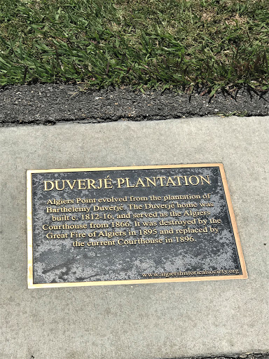 Algiers Point evolved from the plantation of Barthelemy Duverjé. The Duverjé home was built c. 1812-16, and served as the Algiers Courthouse from 1866. It was destroyed by the Great Fire of...