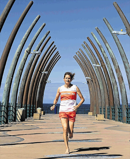 Former 5000m world record-holder Zola Budd training for the Two Oceans Marathon this week.