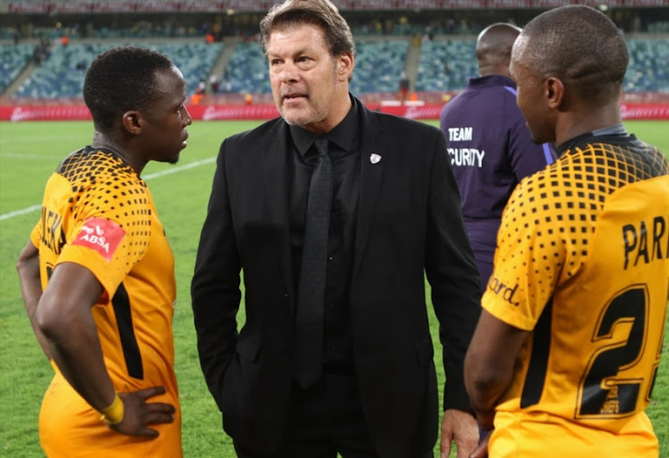 Free State Stars coach Luc Eymael and Kaizer Chiefs players.