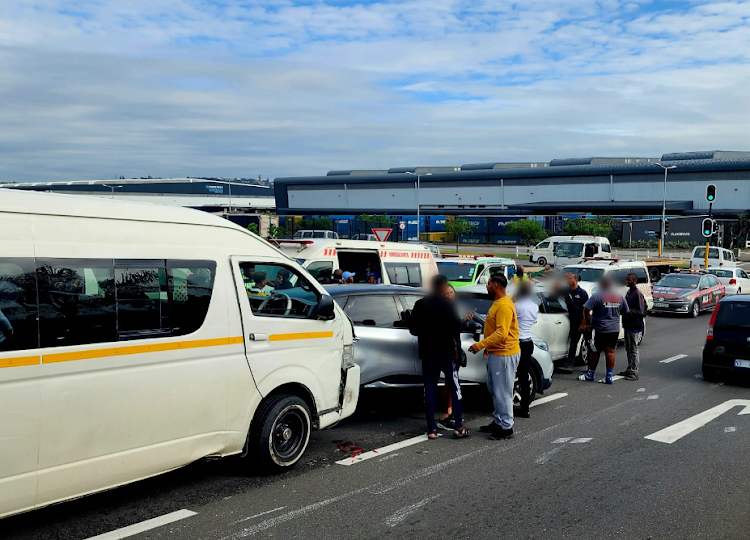More than 10 people, including school pupils, were injured in a crash involving six on Duranta Road at the M4 Southern freeway in Durban.