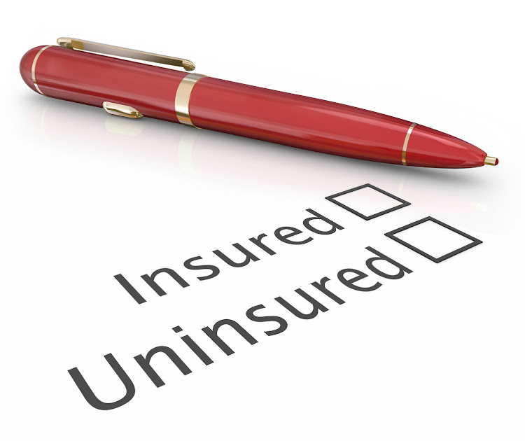 Insured or uninsured question and pen to check box to answer if you are covered by an insurance policy for medical, auto, homeowner or life protection.