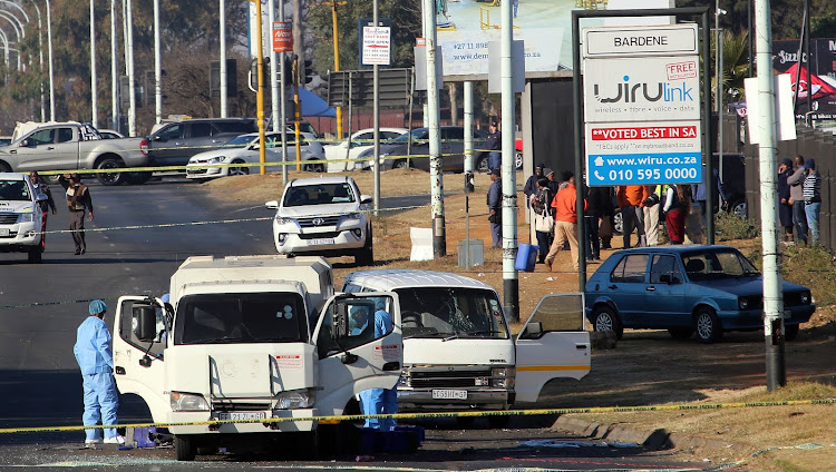 Atlas Road in Boksburg where a botched cash-in-transit heist took place this morning.