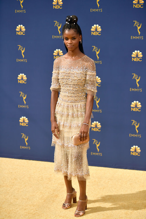 Letitia Wright at the 2018 Emmy Awards.