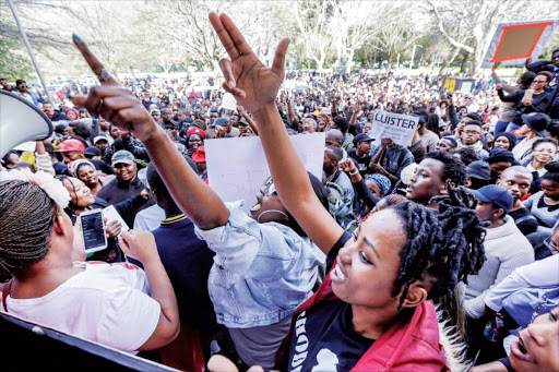 Students march in the streets of Stellenbosch protesting against the language policy and racial inequality at the university. File photo.