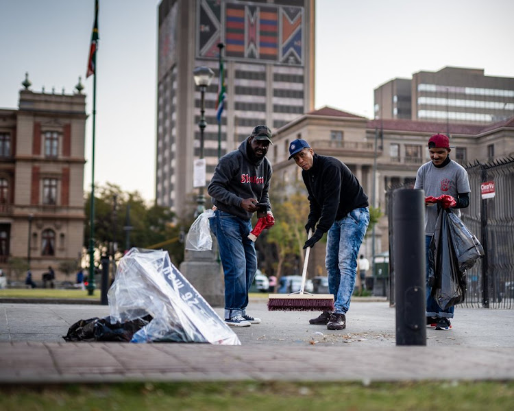 Christian organisation Dare To Love helped clean up the Pretoria CBD after it was trashed during a strike.