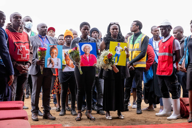 The bereaved at Mor Gas Grounds, Maai Mahiu, Nakuruu county on May 9, 2024.
