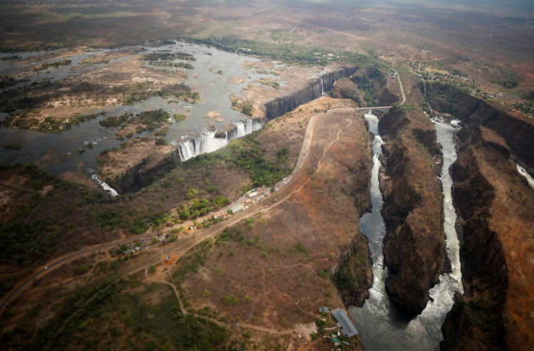 The Victoria Falls is seen from the air following a prolonged drought in Zimbabwe. IImage taken on December 5, 2019. Picture: MIKE HUTCHINGS/REUTERS