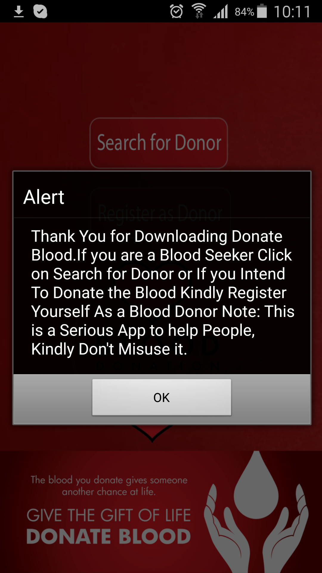 Android application Donate Blood screenshort