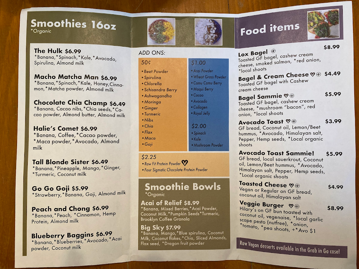 Inside of menu brochure- within food coop.