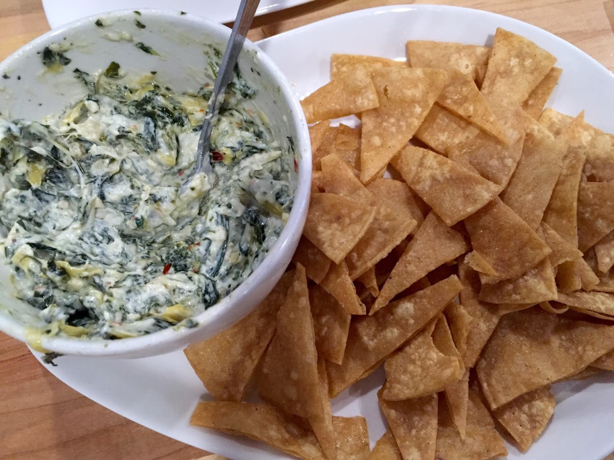 Spinach and Artichoke Dip with corn chips