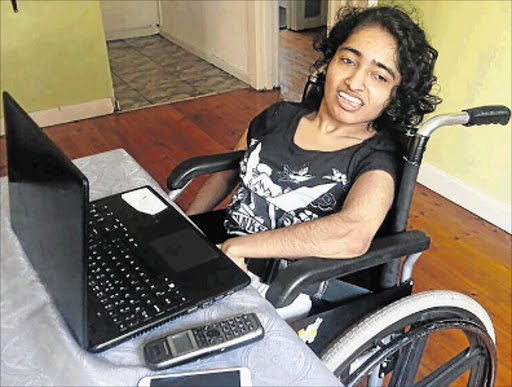 MAKING A CONTRIBUTION: Wheelchair-bound Nisha Varghese, who has cerebral palsy and scoliosis, uses her blog and other social media tools to raise funds for a variety of international causes Picture: BARBARA HOLLANDS