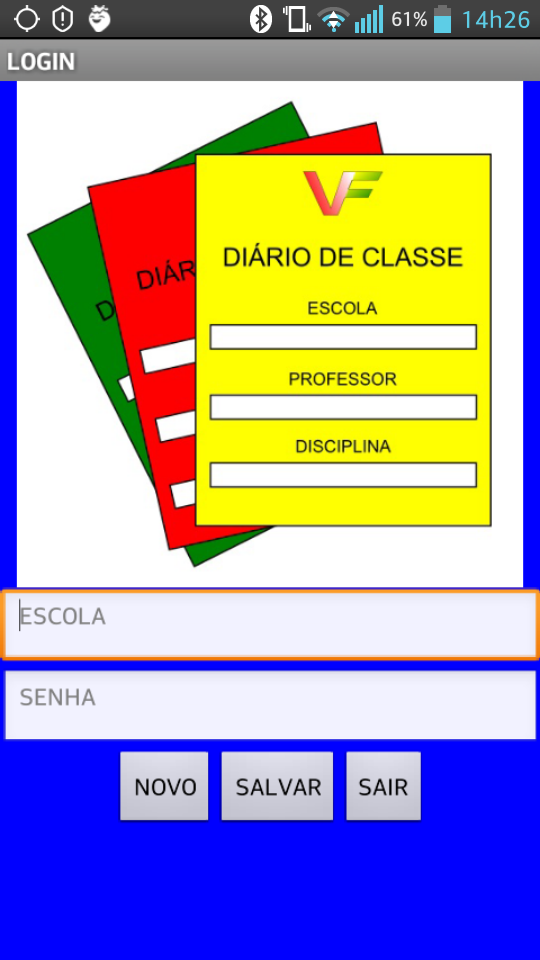 Android application DIARIO DE CLASSE screenshort