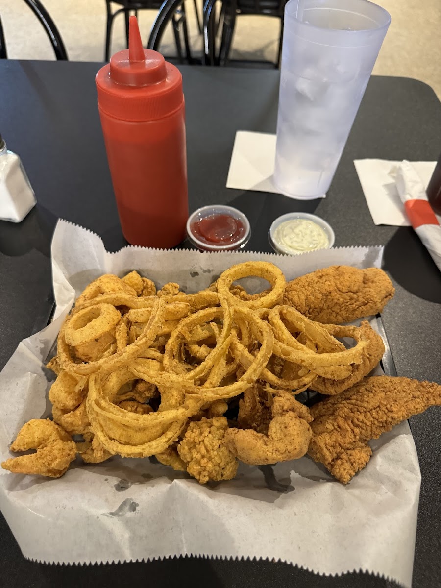 Seafood Platter sub onion rings