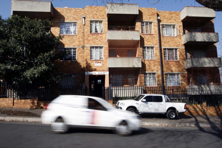A view of the derelect Sylvia Court building in central Johannesburg on August 20 2015