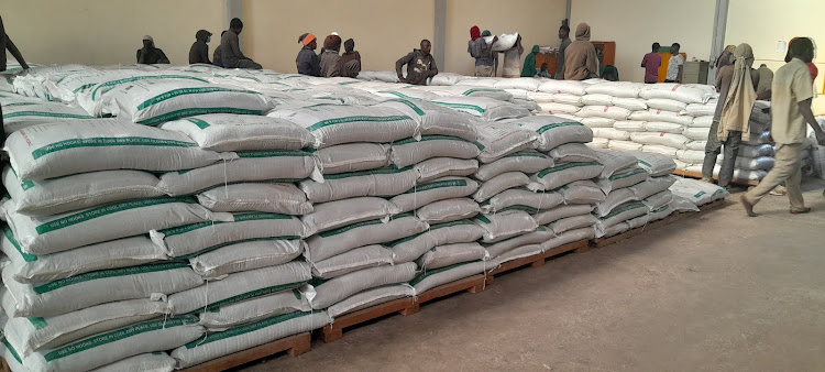 Subsidised fertiliser at the NCPB depot in Eldoret. Maize post-harvest losses reduced from 16 per cent in 2018-19 to 15 per cent in 2021-22.